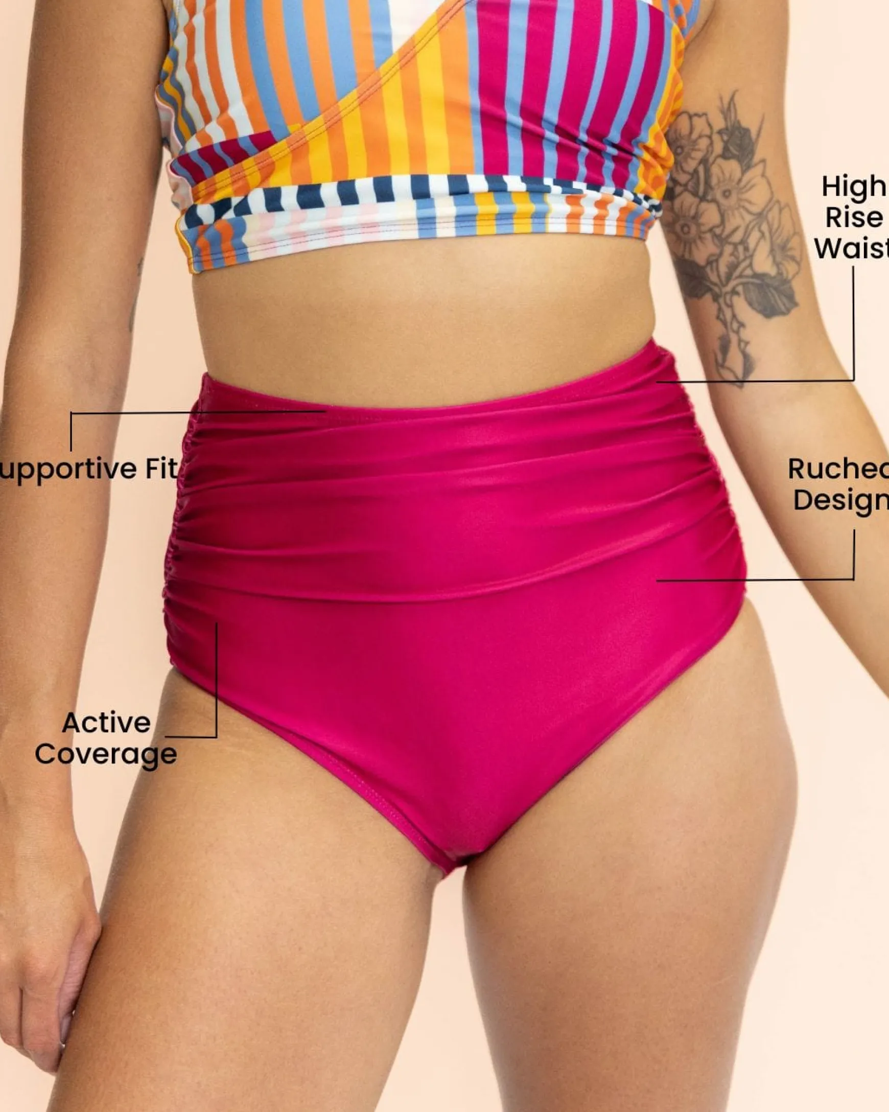 Berry Ruched High Rise Bottom