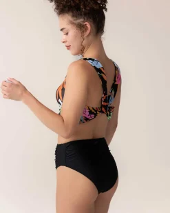 Black High Leg Ruched Bottom