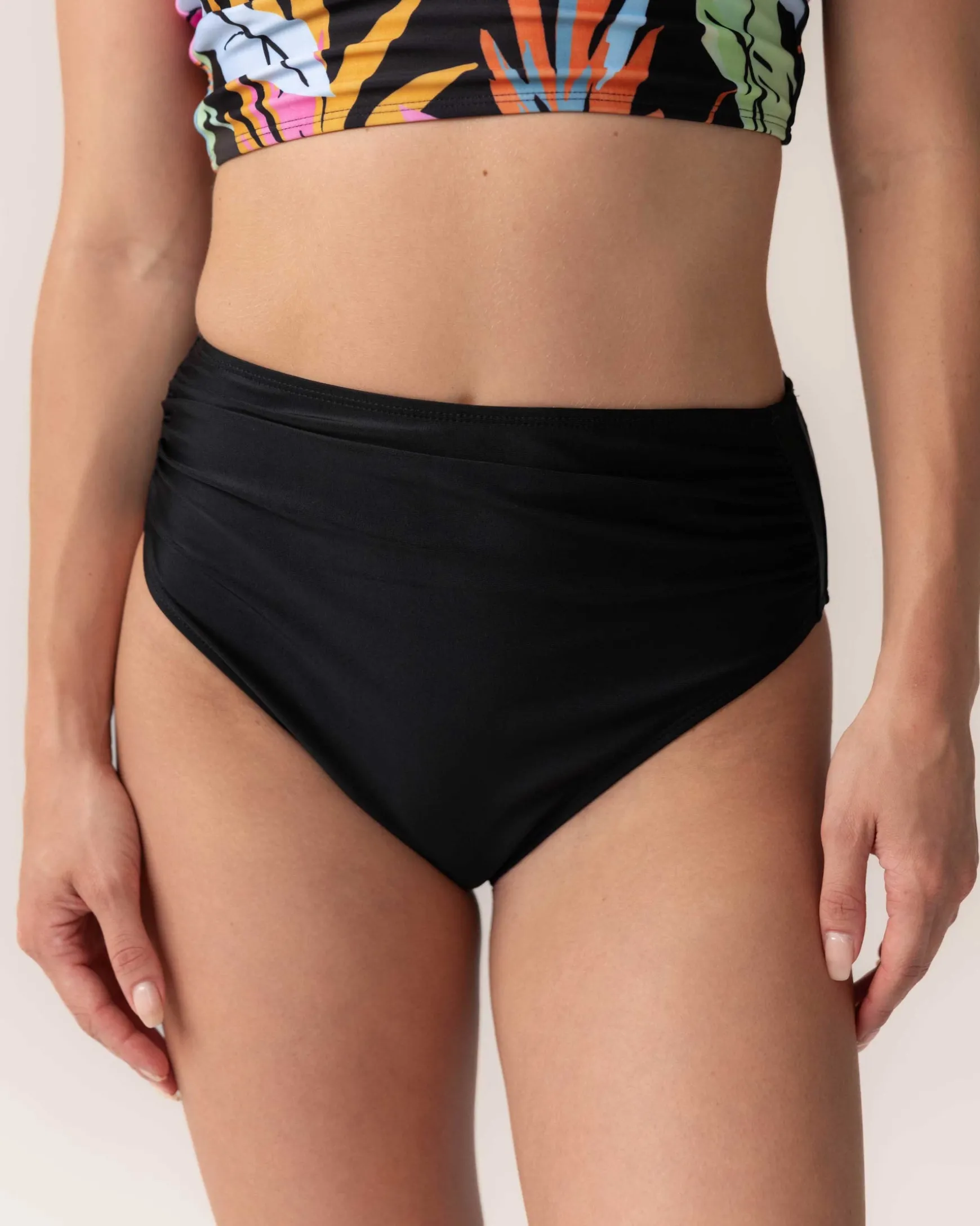 Black High Leg Ruched Bottom