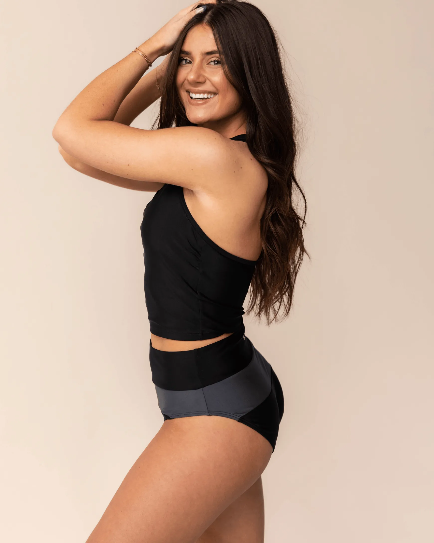 Black Mesh Racerback Crop