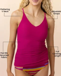 Flat Rib Berry V-Neck Tankini