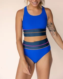 Flat Rib Cobalt Cut Back Crop