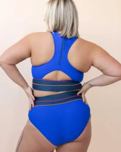 Flat Rib Cobalt Cut Back Crop