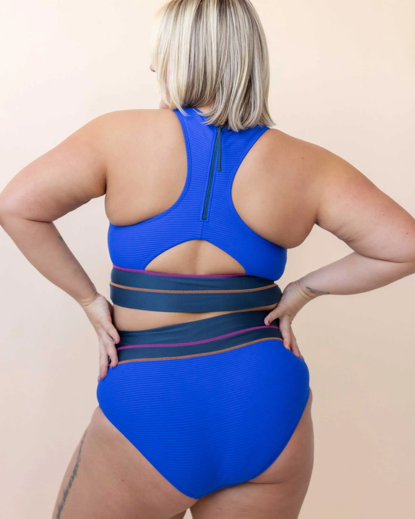 Flat Rib Cobalt Cut Back Crop
