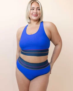 Flat Rib Cobalt Cut Back Crop
