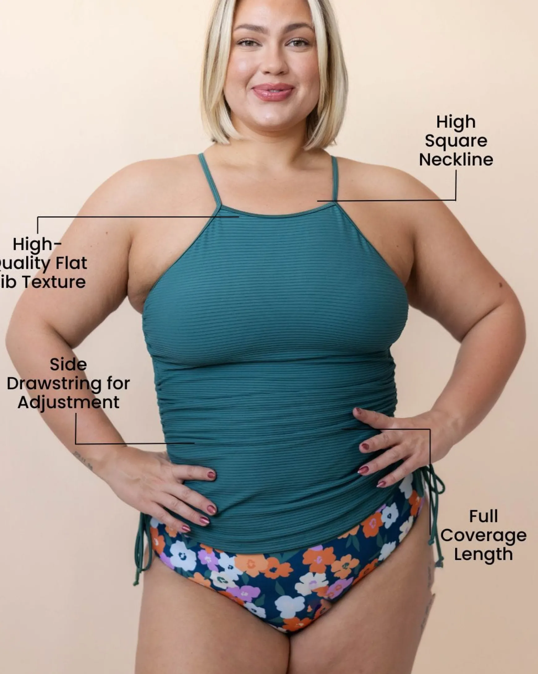 Flat Rib North Shore Drawstring Tankini