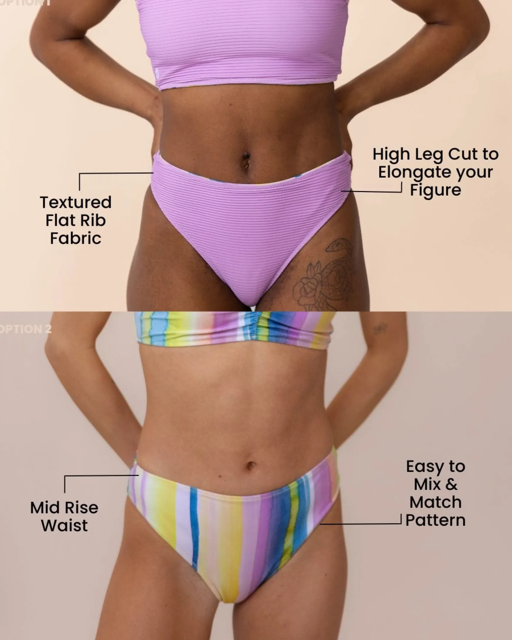 Flat Rib Saltwater Reversible High Leg Bottom
