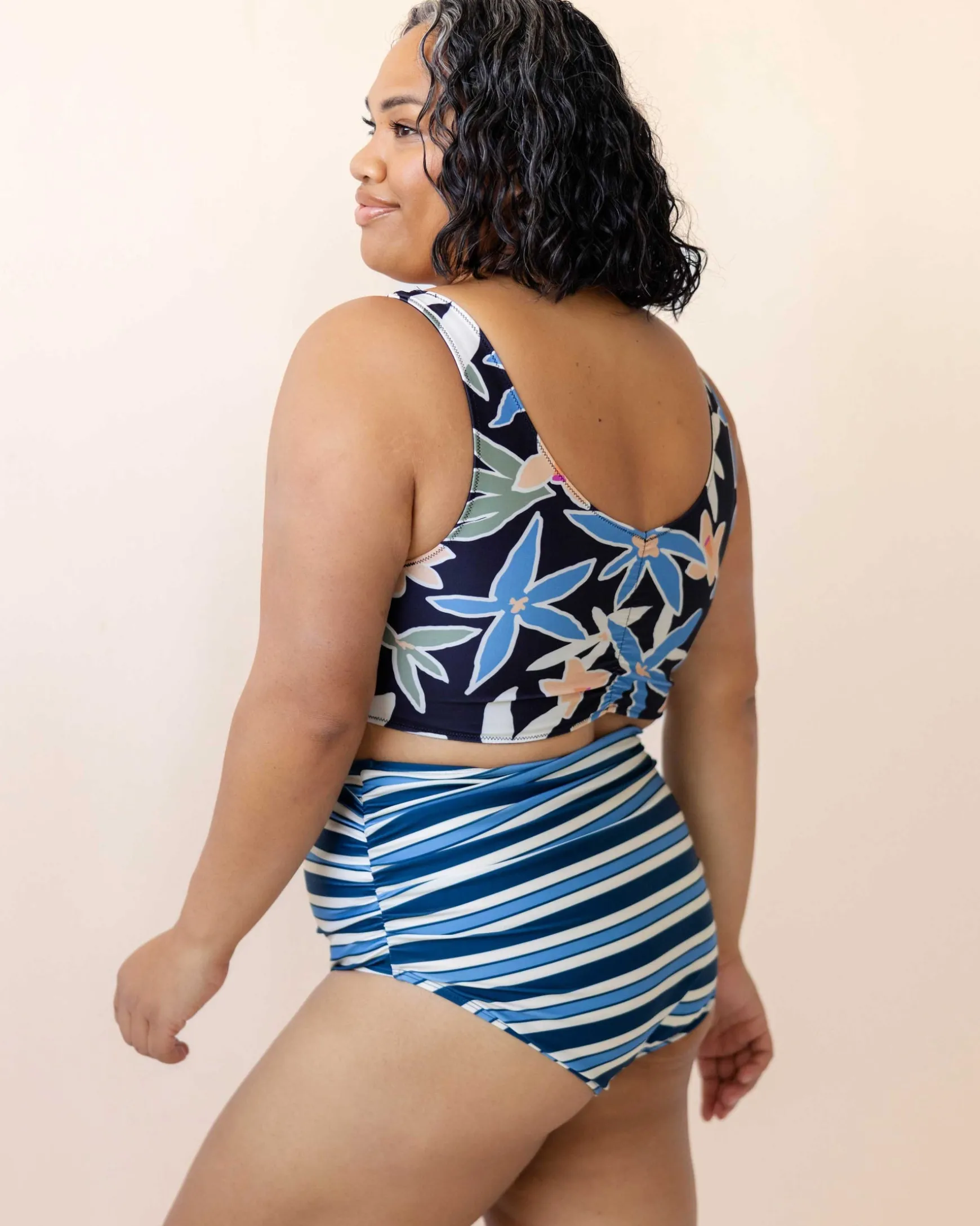 Monica Stripe Ruched High Rise Bottom