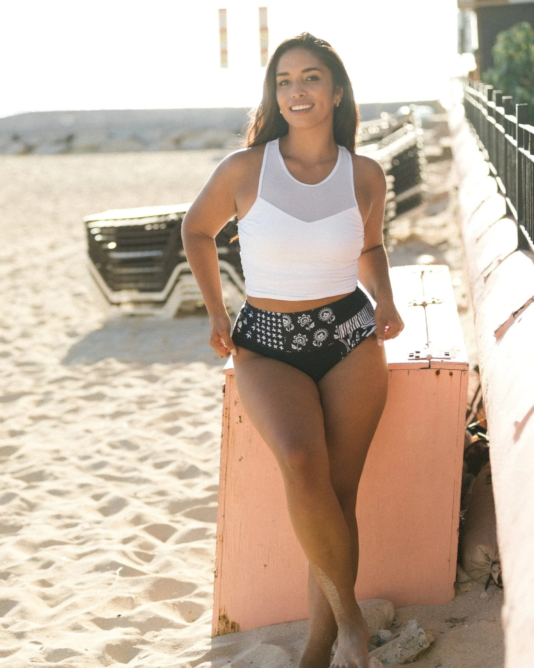 White Mesh Racerback Crop